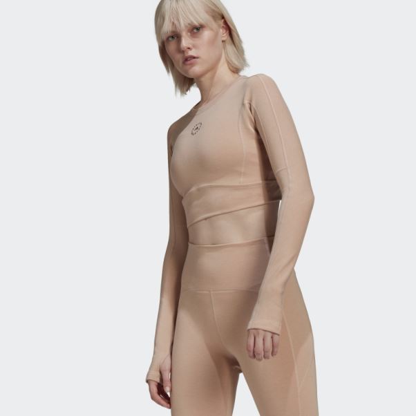Adidas By Stella Mccartney Truestrength Cropped Manches Longues Cendre Perle Chaud