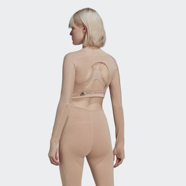 Adidas By Stella Mccartney Truestrength Cropped Manches Longues Cendre Perle Chaud