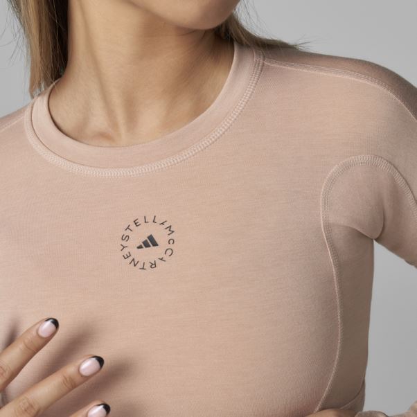Adidas By Stella Mccartney Truestrength Cropped Manches Longues Cendre Perle Mode