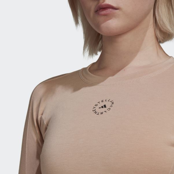 Adidas By Stella Mccartney Truestrength Cropped Manches Longues Cendre Perle Mode