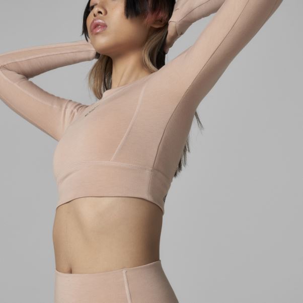 Adidas By Stella Mccartney Truestrength Cropped Manches Longues Cendre Perle Mode
