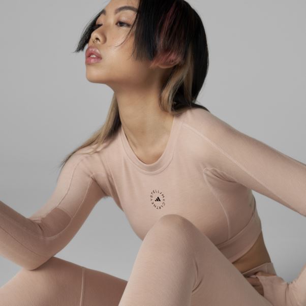 Adidas By Stella Mccartney Truestrength Cropped Manches Longues Cendre Perle Mode
