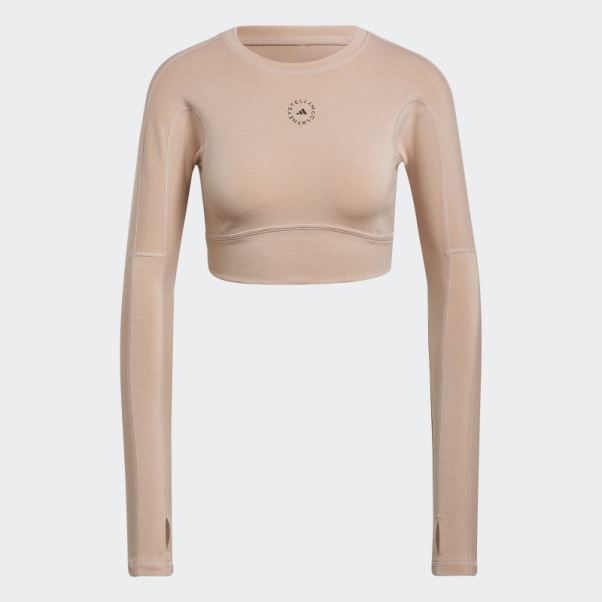 Adidas By Stella Mccartney Truestrength Cropped Manches Longues Cendre Perle Mode