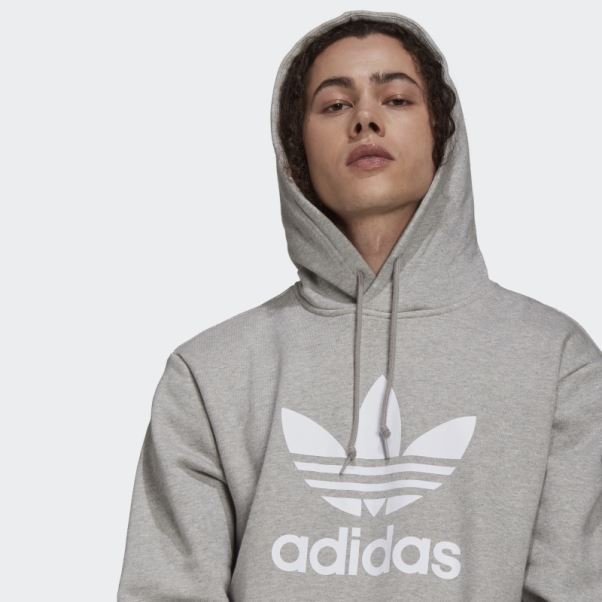 Sweat à Capuche Adidas Adicolor Classics Trèfle Gris Moyen