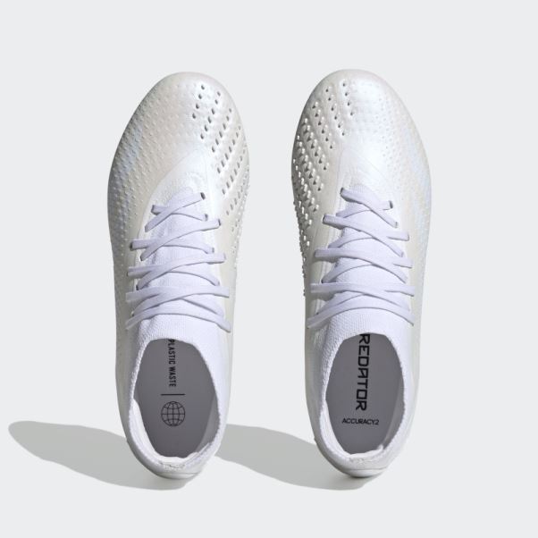 Chaussures Adidas Predator Precision.2 Blanches Pour Sol Ferme