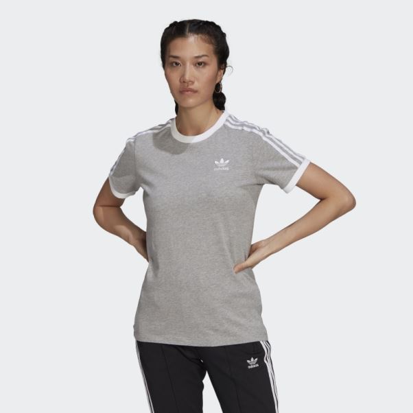 T-shirt à 3 Bandes Adidas Adicolor Classics Gris Moyen