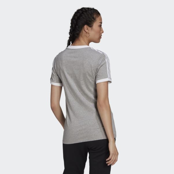 T-shirt à 3 Bandes Adidas Adicolor Classics Gris Moyen