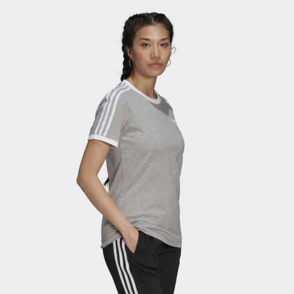 T-shirt à 3 Bandes Adidas Adicolor Classics Gris Moyen