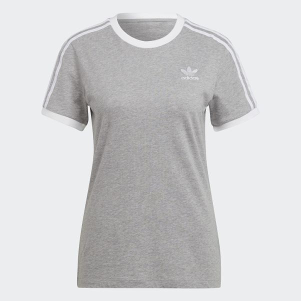 T-shirt à 3 Bandes Adidas Adicolor Classics Gris Moyen