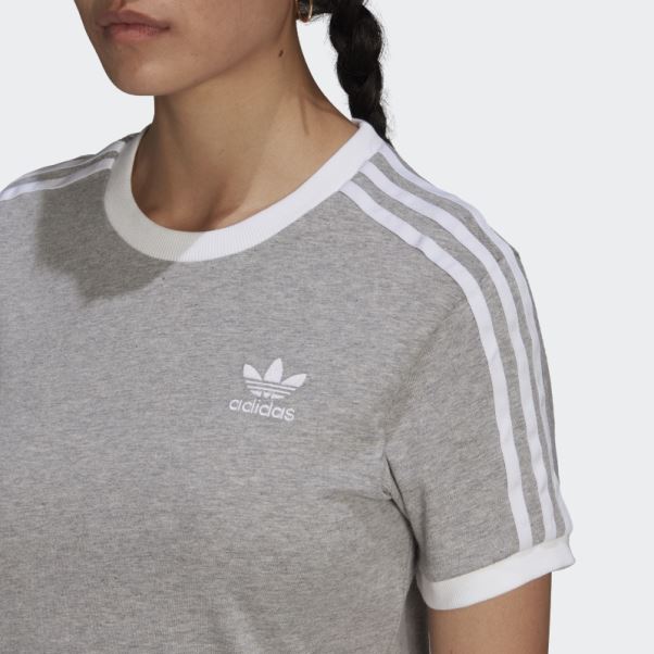T-shirt à 3 Bandes Adidas Adicolor Classics Gris Moyen