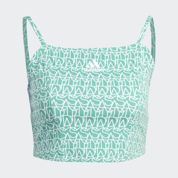 Débardeur Adidas Imprimé Corset Graphique Fashion Allover Vert Court