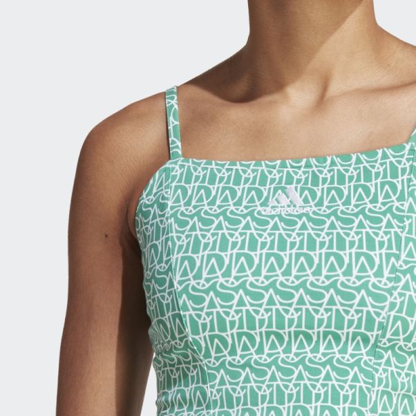 Débardeur Adidas Imprimé Corset Graphique Fashion Allover Vert Court