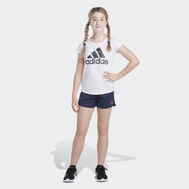 Short En Mesh à Rayures Bleu Marine Adidas