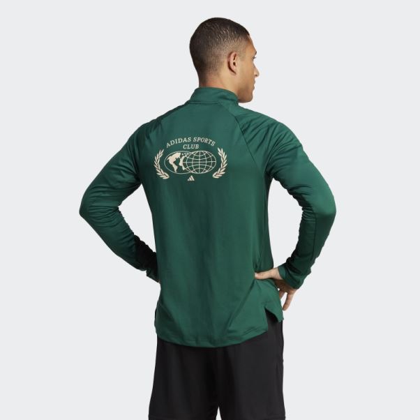T-shirt Vert Sports Club 1/4-zip Manches Longues Adidas