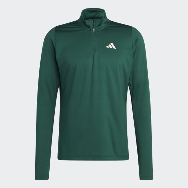 T-shirt Vert Sports Club 1/4-zip Manches Longues Adidas