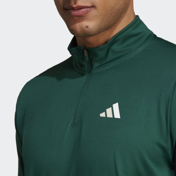 T-shirt Vert Sports Club 1/4-zip Manches Longues Adidas