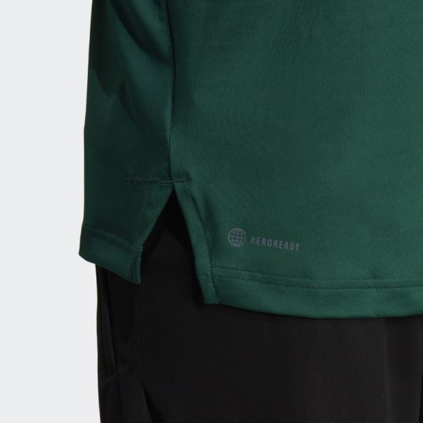 T-shirt Vert Sports Club 1/4-zip Manches Longues Adidas