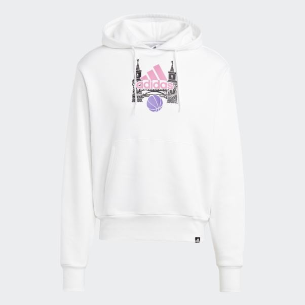 Sweat à Capuche Graphique Adidas Blanc