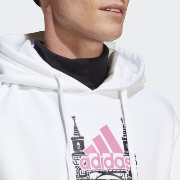 Sweat à Capuche Graphique Adidas Blanc