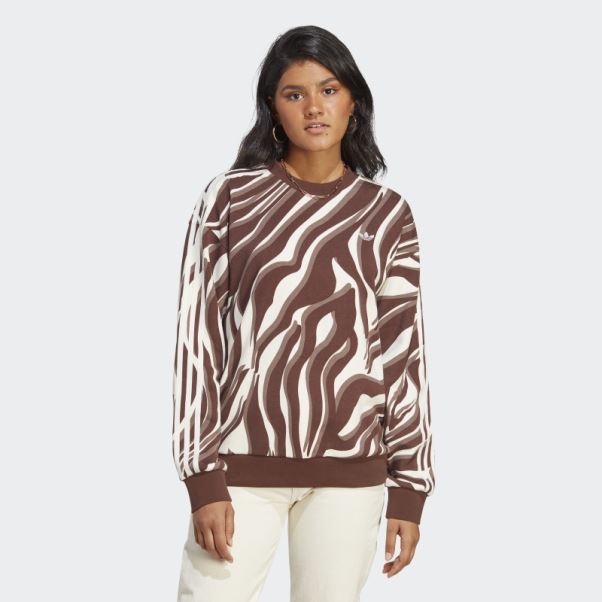 Adidas Sweat Imprimé Animal Abstrait Auburn Sur L'ensemble