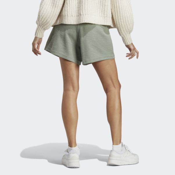 Short Lounge Terry Loop Vert Argent Adidas