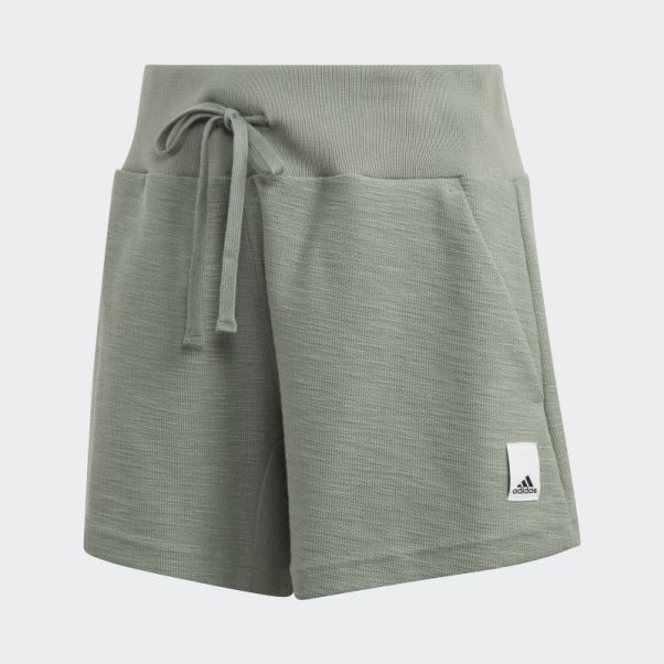 Short Lounge Terry Loop Vert Argent Adidas
