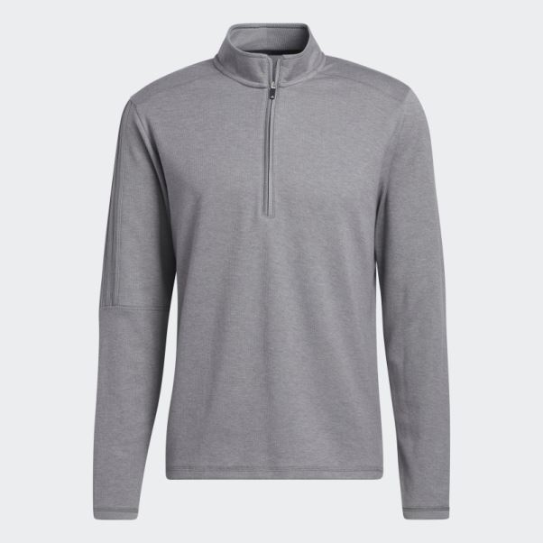 Pull Gris Mel 3-stripes Quart Zip Adidas