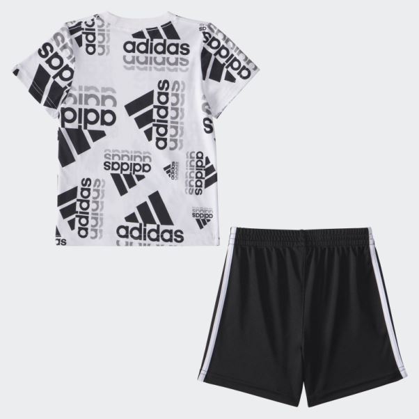 Adidas Ib Ctn Aop Tee Short Blanc
