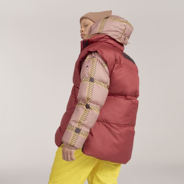 Adidas By Stella Mccartney Gilet D'hiver Matelassé Bordeaux Chaud