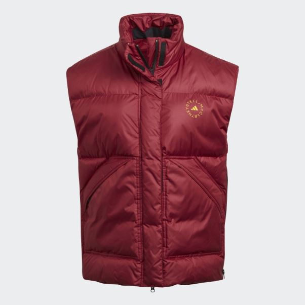 Adidas By Stella Mccartney Gilet D'hiver Matelassé Bordeaux Chaud