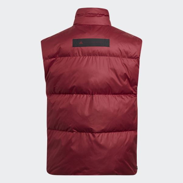 Adidas By Stella Mccartney Gilet D'hiver Matelassé Bordeaux Chaud