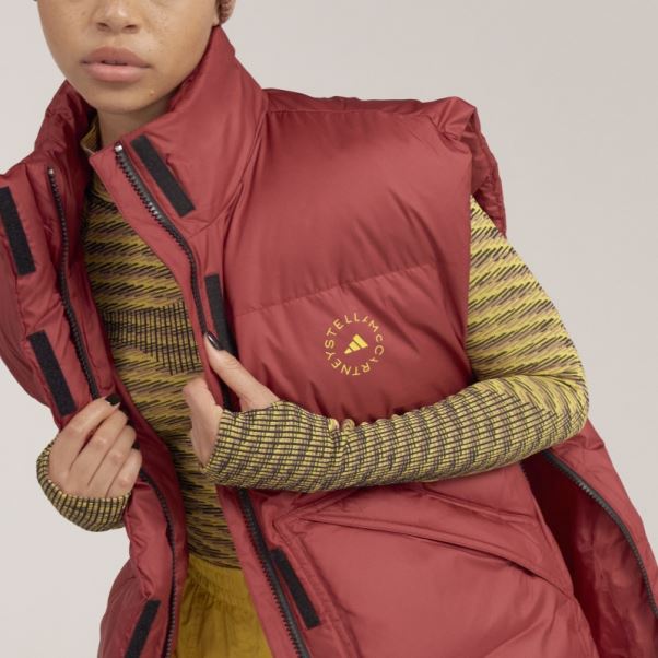 Adidas By Stella Mccartney Gilet D'hiver Matelassé Bordeaux Chaud