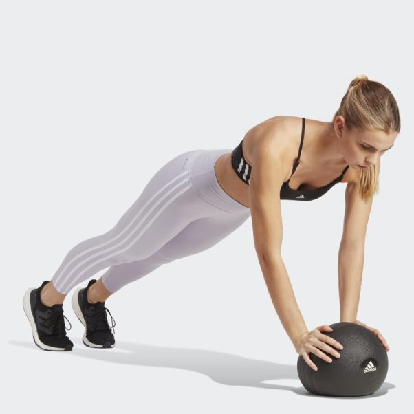 Adidas Train Essentials 3-stripes Legging Taille Haute 7/8 Argent Aube