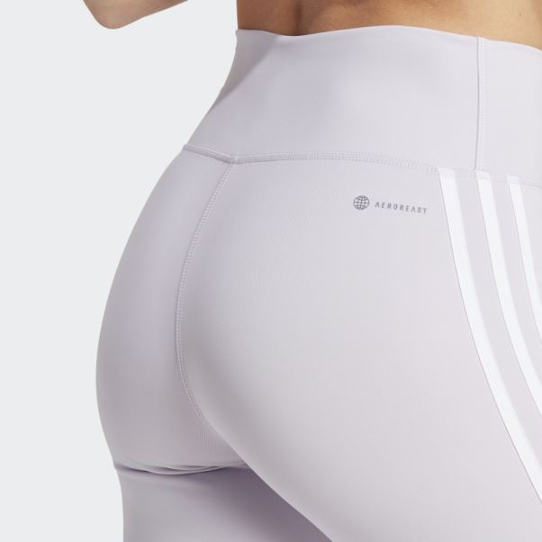 Adidas Train Essentials 3-stripes Legging Taille Haute 7/8 Argent Aube
