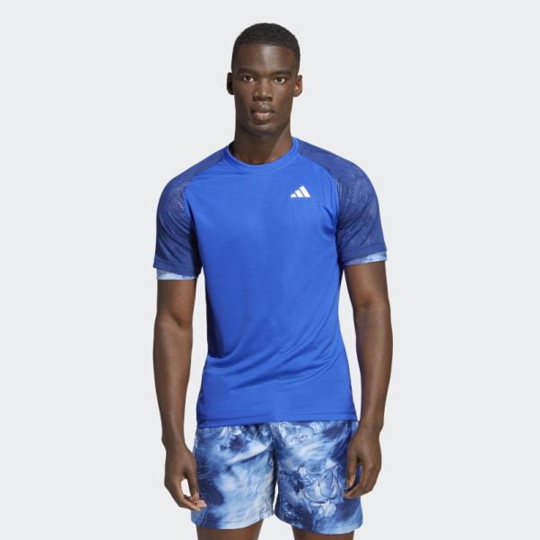 Melbourne Tennis Heat.rdy Raglan Tee Adidas Bleu