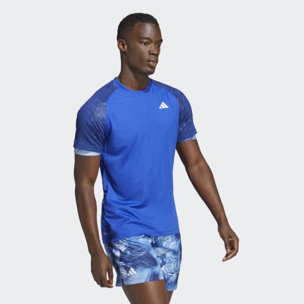 Melbourne Tennis Heat.rdy Raglan Tee Adidas Bleu