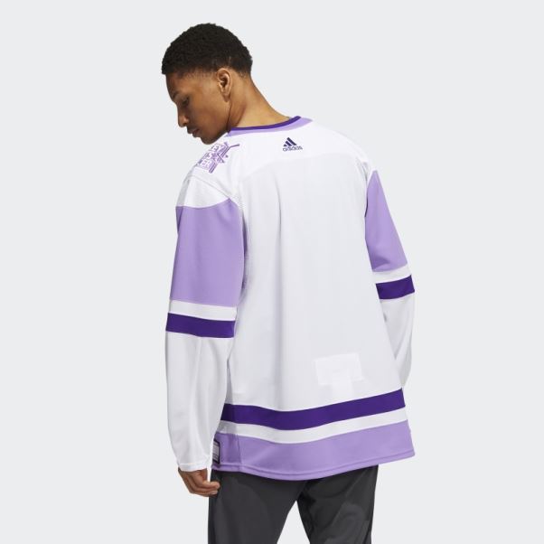 Maillot De Hockey Adidas Flammes Blanc Lutte Contre Le Cancer