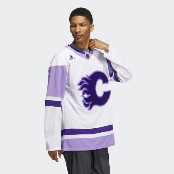 Maillot De Hockey Adidas Flammes Blanc Lutte Contre Le Cancer
