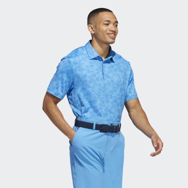 Adidas Polo Bleu à Imprimé Prisma