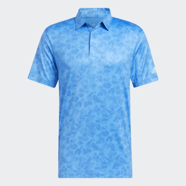 Adidas Polo Bleu à Imprimé Prisma