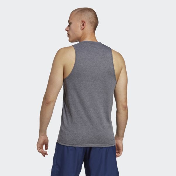 Adidas Train Essentials Feelready Training T-shirt Sans Manches Gris Foncé Chiné