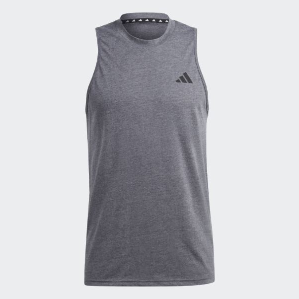 Adidas Train Essentials Feelready Training T-shirt Sans Manches Gris Foncé Chiné