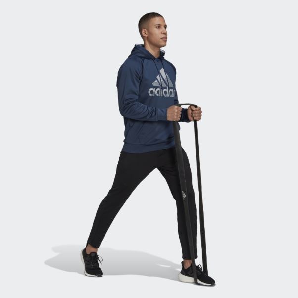 Adidas Aeroready Game And Go Gros Logo Sweat à Capuche Bleu Marine