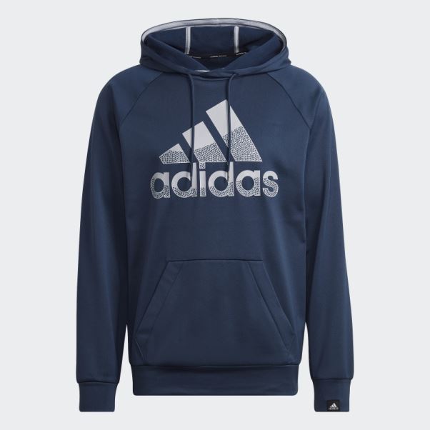 Adidas Aeroready Game And Go Gros Logo Sweat à Capuche Bleu Marine