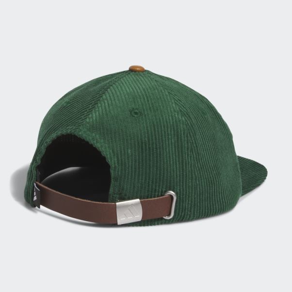 Chapeau En Corde à Cinq Panneaux En Cuir Velours Côtelé Vert Foncé Adidas