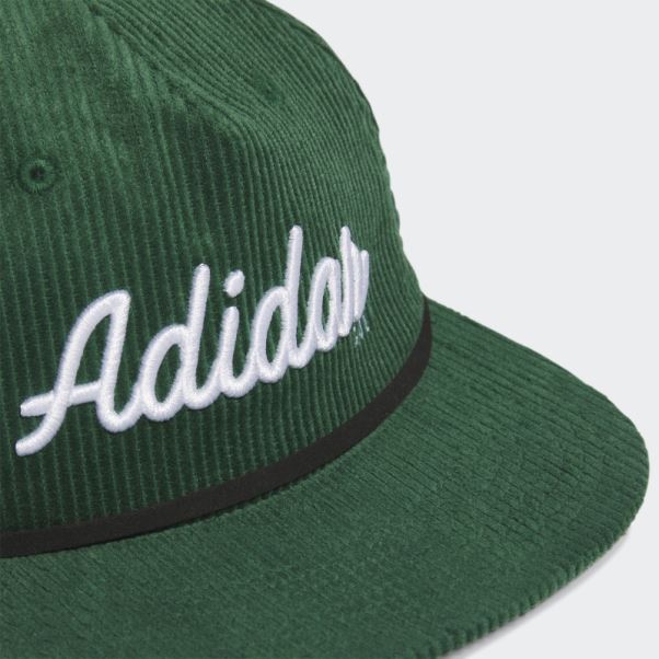 Chapeau En Corde à Cinq Panneaux En Cuir Velours Côtelé Vert Foncé Adidas