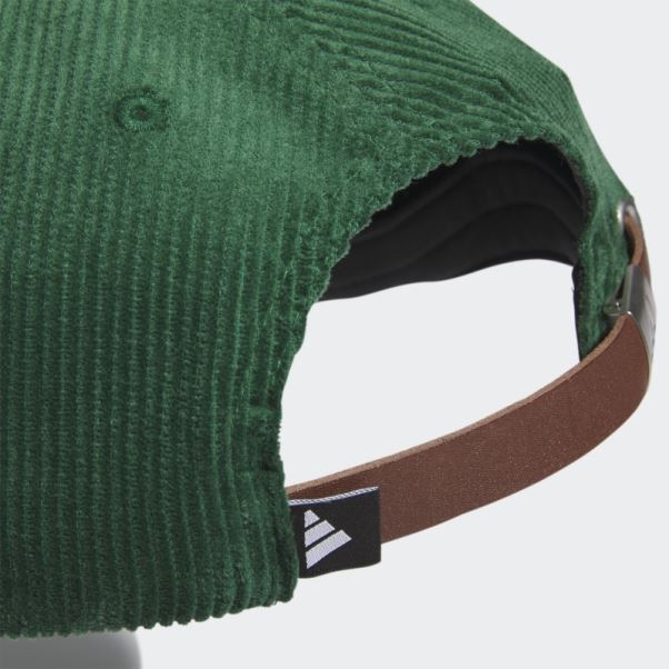 Chapeau En Corde à Cinq Panneaux En Cuir Velours Côtelé Vert Foncé Adidas