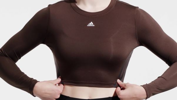 T-shirt Manches Longues à 3 Bandes Trainicons Adidas Marron