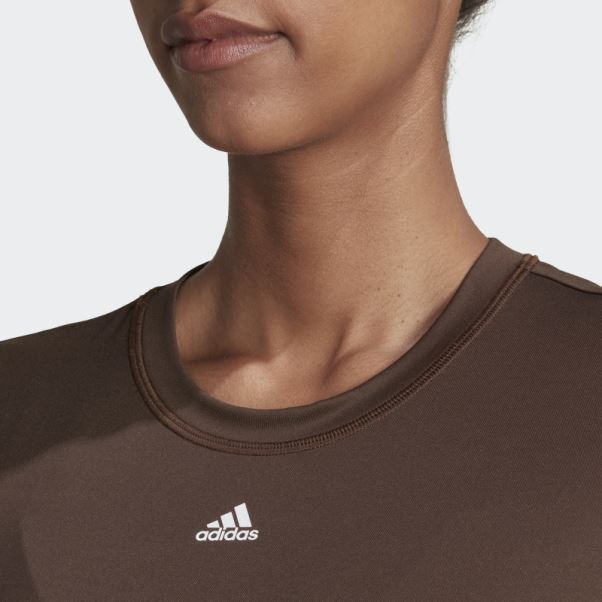 T-shirt Manches Longues à 3 Bandes Trainicons Adidas Marron