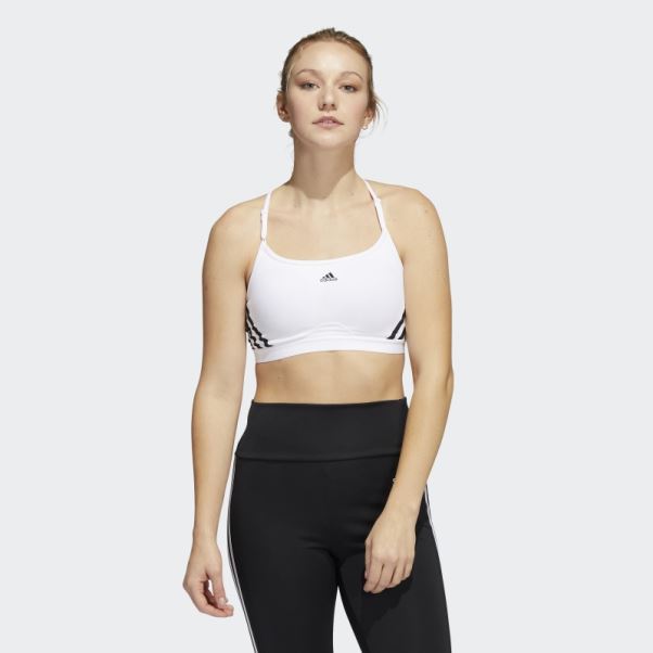 Soutien-gorge Adidas Aeroreact Training Light-support 3-stripes Blanc Mode